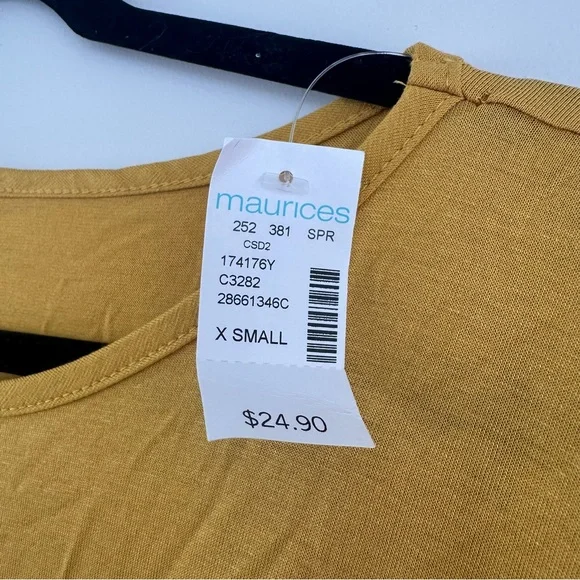 NWT Maurices Mustard, White, and Black Colorblock Tee Size XSmall - Picture 5 of 7
